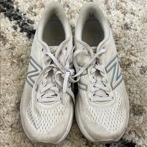 New Balance Cream and Light Blue Running Shoes